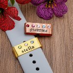 Personalisierte 1-5 Birthstones Watch Band Charm mit eingraviertem Namen Smartwatch Zubehör Muttertag Geburtstag Geschenk für Mama Oma