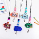 Personalisierte Glitter Regenbogen Buntstift Perlen Shaker Lanyard mit Namen Wertschätzung zurück zu Schule Geschenk für Lehrer