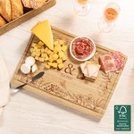 Gepersonaliseerde Gegraveerde Vlinder Bloemenrand FSC Bamboe Charcuterie Snijplank met Voorletters en Sapgroef Bruiloft Housewarming Gift voor Koppels