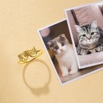Bague Pesonnalisée avec Photo de Chat ou de Chien Cadeau pour Amoureux des Animaux de Compagnie