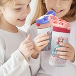 Gourde Isotherme 355 ml Personnalisée avec Motif Sirène Féerique Océan Initiale et Nom Poignée et Paille en Silicone Cadeau Rentrée pour Fille