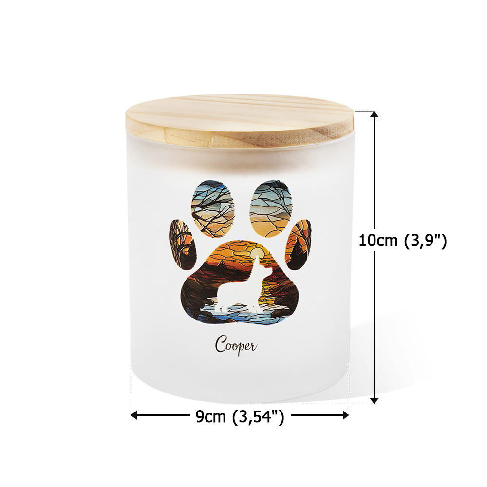 BOXCASA Buntglas Fensterbild „Hund Auf Mond“ – Gedenkgeschenk Bei Haustierverlust, Sonnenfänger, Gelb