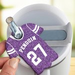 Etiqueta acrílica personalizada de la placa del vaso del Jersey del balompié con el accesorio del número y del nombre para el regalo del equipo del día del juego de la taza de Stanley para los amantes