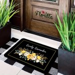 Personalisierte Sonnenblume Rose Floral Willkommen Fußmatte mit Text Flower Shop Home Decor Housewarming Geschenk für Gartenarbeit Liebhaber
