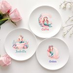 Personalisierte Fantasy Meerjungfrau Mädchen Keramik Trinket Schmuck Schale mit Namen Geburtstag Jahrestag Geschenk für Frauen Mädchen