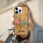 Coque personnalisée pour iPhone avec 1-10 noms Fête des mères Cadeau d'anniversaire pour Maman Grand-mère
