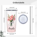 Personalisierte Farbverlauf Trinkflasche 600ml mit Geburtsblumenstrauß und Namen Auto Flasche mit Strohhalm Jahrestag Geburtstag Geschenk für sie