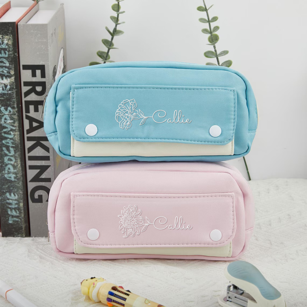 Trousse à crayons personnalisée avec pochette et fermeture éclair Fournitures scolaires Anniversaire Cadeau de rentrée pour les enfants Etudiants