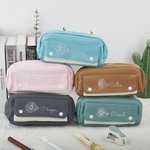 Ricamo personalizzato Nascita Fiore Nome Astuccio per matite con tasca e astuccio con cerniera Fornitura scolastica Compleanno Regalo di ritorno a scuola per bambini Studenti