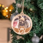 Personalisiertes Hölzernes Haustier-Foto Ornament mit Namen Gravur Hund Katze Erinnerung Weihnachten Geschenk für Tierliebhaber Tierhalter