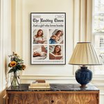 Personalized The Reading Times Newspaper Style Collage Photos Canvas Painting with Name Text Home Wall Decor Birthday Gift for Book Lovers