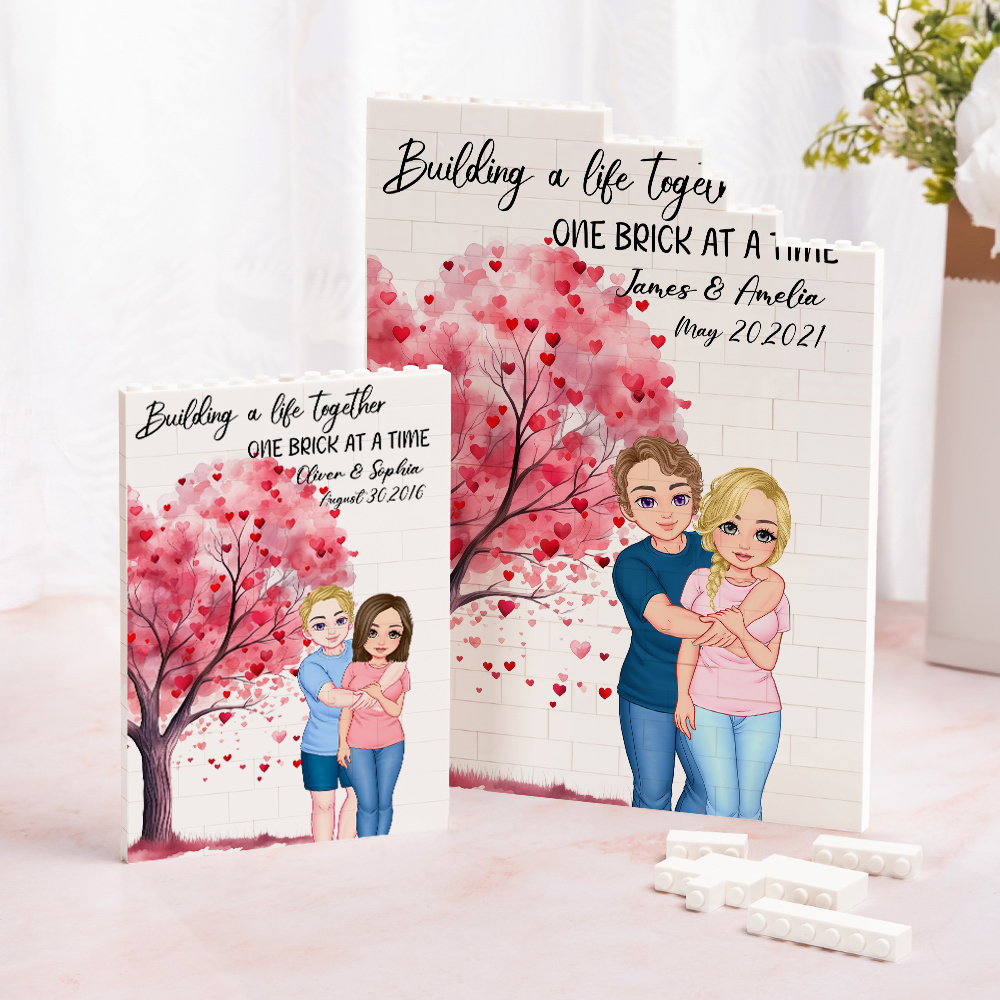 Casse-tête de briques de construction avec nom et date Cadeau d'anniversaire de Saint-Valentin pour couple