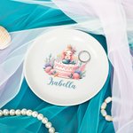 Personalisierte Fantasy Meerjungfrau Mädchen Keramik Trinket Schmuck Schale mit Namen Geburtstag Jahrestag Geschenk für Frauen Mädchen