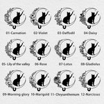 Personalized Cat Silhouette Moon Birth Flower Embossing Stamp Hand-held Embosser with Name Birthday Book Club Gift for Bookworms Readers