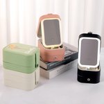 Personalizado de doble capa de flores de nacimiento de cuero joyero con nombre de cambio de color LED Espejo de maquillaje Cumpleaños Día de San Valentín de regalo para las mujeres