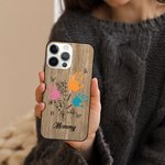 Coque personnalisée pour iPhone avec 1-10 noms Fête des mères Cadeau d'anniversaire pour Maman Grand-mère