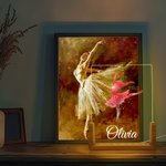 Personalisierte bunte Faux Glitter Ballett Hip Hop Mädchen Name LED-Nachtlicht mit hölzernen Basis Raumdekoration Geburtstagsgeschenk für Ballerinas Dance Lovers