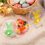 Personlig söt påskhare silhuett med bomullssvans Godisask med namn Party Favor påskgåva för barn