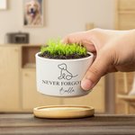 Maceta Suculenta de Cerámica con Agujero de Drenaje y Base de Bambú Decoración para el Hogar Regalo de Condolencia por Pérdida de Mascota para Amante de Dueño de Perro y Gato