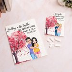 Personalisiertes Herzbaum Cartoon Figuren Baustein Puzzle mit Namen und Datum Valentinstag Jahrestag Geschenk für Paare