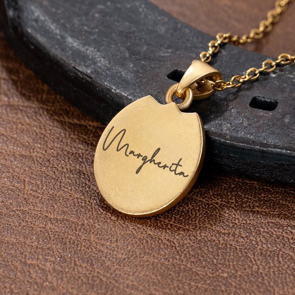 Collana personalizzata con ciondolo a ferro di cavallo con nome inciso gioielli di campagna regalo di compleanno equestre per donne amanti dei cavalli