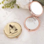 Gepersonaliseerde Bloemen Initiaal Monogram Zak Make-up Spiegel met Gegraveerde Naam Verjaardag Moederdag Huwelijkscadeau voor vrouwen Bruidsmeisjes