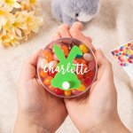 Personlig söt påskhare silhuett med bomullssvans Godisask med namn Party Favor påskgåva för barn