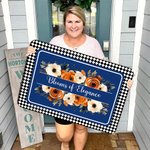 Personalisierte Sonnenblume Rose Floral Willkommen Fußmatte mit Text Flower Shop Home Decor Housewarming Geschenk für Gartenarbeit Liebhaber