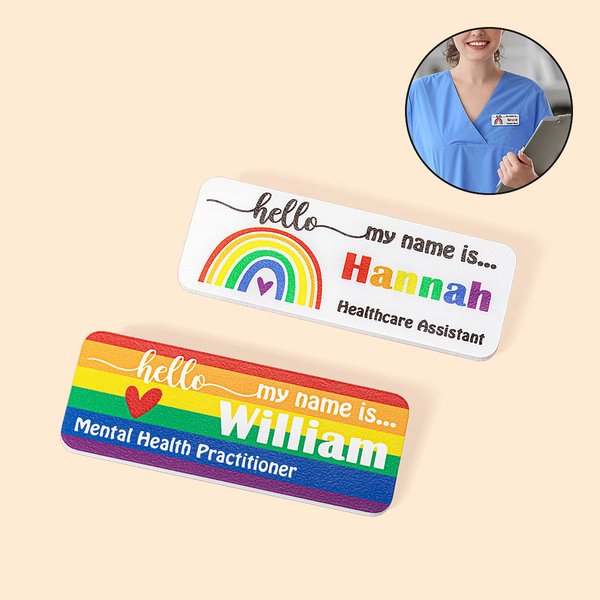 Personalisiertes Magnetisches Regenbogen Sonne Namensschild Pin Badge Pflegekräfte Anerkennung Geburtstag Geschenke für Lehrer Krankenschwester Arzt