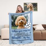 Personalized Miss Me No Fear Paw Print Soft Throw Blanket with Pet Photo and Name Pet Loss Memorial Sympathy Gift for Pet Lover