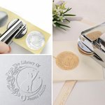 Personalized Cat Silhouette Moon Birth Flower Embossing Stamp Hand-held Embosser with Name Birthday Book Club Gift for Bookworms Readers