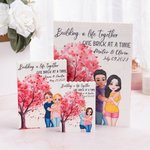 Personalisiertes Herzbaum Cartoon Figuren Baustein Puzzle mit Namen und Datum Valentinstag Jahrestag Geschenk für Paare