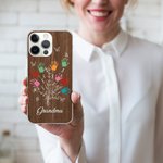 Coque personnalisée pour iPhone avec 1-10 noms Fête des mères Cadeau d'anniversaire pour Maman Grand-mère