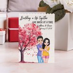 Personalisiertes Herzbaum Cartoon Figuren Baustein Puzzle mit Namen und Datum Valentinstag Jahrestag Geschenk für Paare