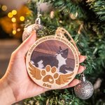 Personalisiertes Hölzernes Haustier-Foto Ornament mit Namen Gravur Hund Katze Erinnerung Weihnachten Geschenk für Tierliebhaber Tierhalter