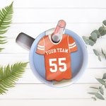 Etiqueta acrílica personalizada de la placa del vaso del Jersey del balompié con el accesorio del número y del nombre para el regalo del equipo del día del juego de la taza de Stanley para los amantes