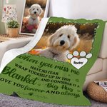 Personalized Miss Me No Fear Paw Print Soft Throw Blanket with Pet Photo and Name Pet Loss Memorial Sympathy Gift for Pet Lover