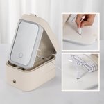 Personalizado de doble capa de flores de nacimiento de cuero joyero con nombre de cambio de color LED Espejo de maquillaje Cumpleaños Día de San Valentín de regalo para las mujeres