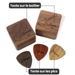 Étui de Rangement pour Médiators Boîte en Bois Magnétique Personnalisé avec Texte Gravé Accessoire Basse Cadeau pour Joueur de Guitare
