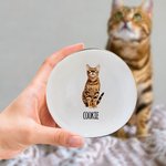 Personalized Watercolor Painting Style Pet Photo Name Gold Rimmed Ceramic Trinket Jewelry Dish Home Decor Birthday Memorial Gift for Pet Lovers