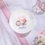 Personalisierte Fantasy Meerjungfrau Mädchen Keramik Trinket Schmuck Schale mit Namen Geburtstag Jahrestag Geschenk für Frauen Mädchen