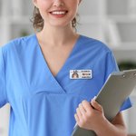 Personalised Rainbow Sun Heart Magnetic Plastic Pin Badge with Name Nurses Week Birthday Appreciation Gift for Nurse Doctor Teacher