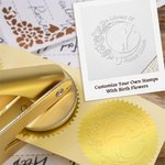 Personalized Cat Silhouette Moon Birth Flower Embossing Stamp Hand-held Embosser with Name Birthday Book Club Gift for Bookworms Readers