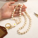 Personnalisé Boho Wood Bead Flower Name Letter Charm Lanyard with ID Badge Holder Birthday Back to School Gift for Nurse Teacher Office Worker