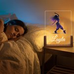 Personalisierte bunte Faux Glitter Ballett Hip Hop Mädchen Name LED-Nachtlicht mit hölzernen Basis Raumdekoration Geburtstagsgeschenk für Ballerinas Dance Lovers