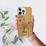 Coque personnalisée pour iPhone avec 1-10 noms Fête des mères Cadeau d'anniversaire pour Maman Grand-mère