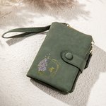 Personalisierte Gold-Edged Geburt Blume Name PU Leder dreifach gefaltete Brieftasche mit Kartenschlitzen und Armband Geburtstag Geschenk für Mädchen Frauen