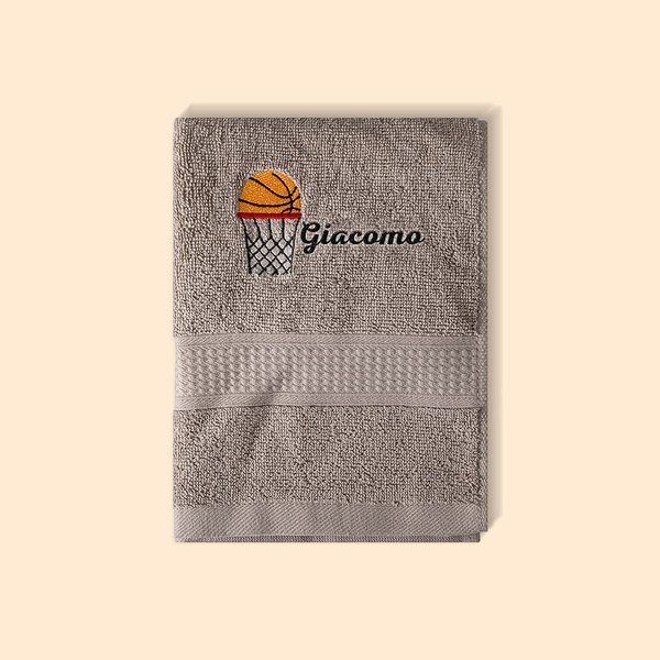 Asciugamano da palestra in cotone con ricamo personalizzato con nome a tema di basket regalo di compleanno per gli amanti del basket