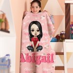 Personalisierte Rosa Gänseblümchen Cartoon Charakter Weiche Decke mit Namen Haus Kinderzimmer Deko Geburtstag Baby Party Geschenk für Mädchen Jungen
