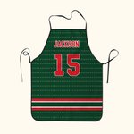 Tablier personnalisé en jersey de sport à rayures multicolores avec nom et numéro Cadeau d'anniversaire de pendaison de crémaillère pour les chefs amateurs de sport